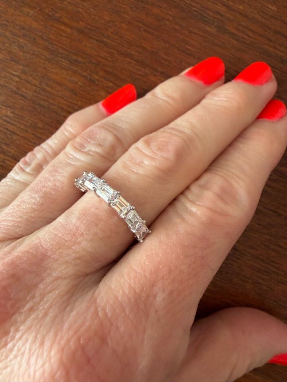 NIB Radiance by Absolute 3.01ctw Emerald-Cut Semi-Eternity 7-Stone Ring